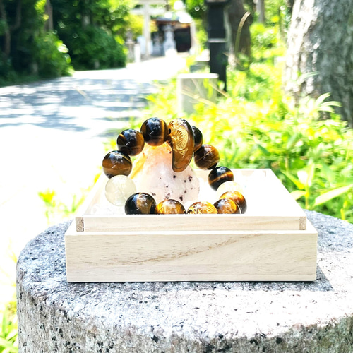 必勝祈願のお守り】16ミリ 風水神 皇帝龍タイガーアイ ゴールドルチル