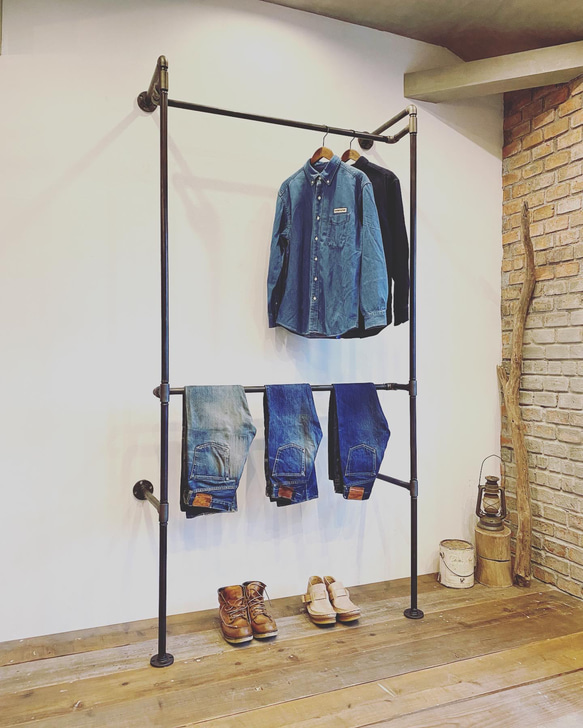 数量限定 WMHR アイアン ハンガーラック 壁立て かんたん組立