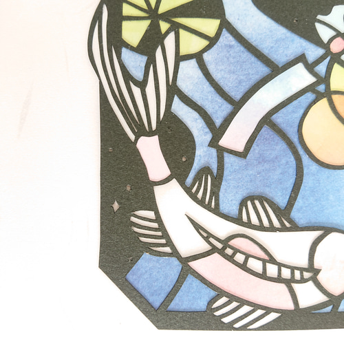 福の神 切り絵 アート フレーム付き 福の神 切り絵 アート フレーム付き 仏像（梵天）イラスト 切り