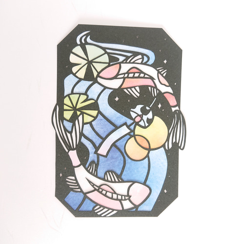 切り絵】鯉 風鈴 川 涼 フレーム付き 切り絵 ななぱん 通販 16096025