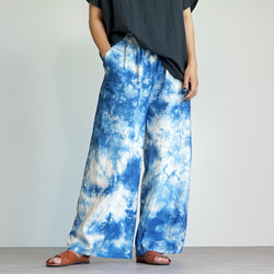 淺色闊腿褲/藍色斑駁/三河紡織 第1張的照片