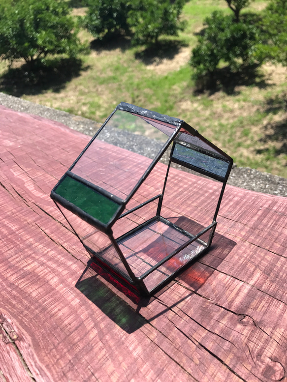 五角形のテラリウムステンドグラス　昭和ガラス　レトロガラス 4枚目の画像