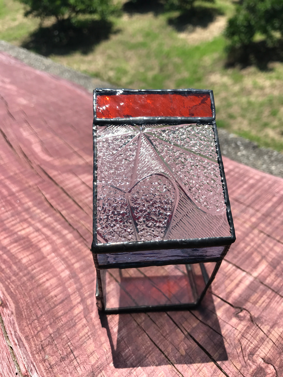 五角形のテラリウムステンドグラス　昭和ガラス　レトロガラス 8枚目の画像
