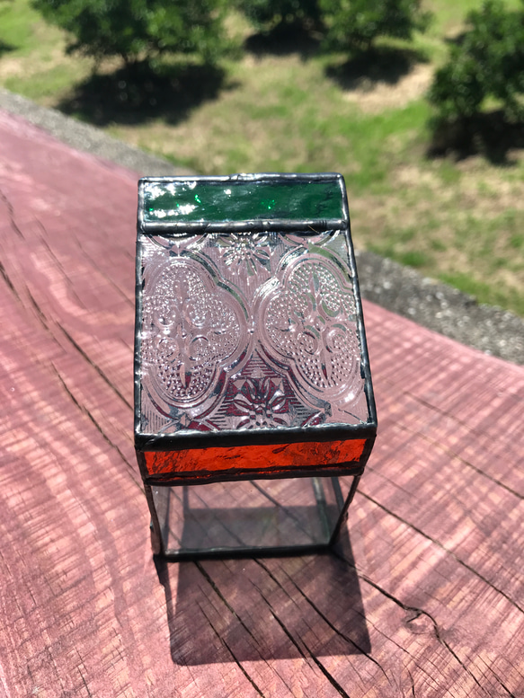 五角形のテラリウムステンドグラス　昭和ガラス　レトロガラス 5枚目の画像