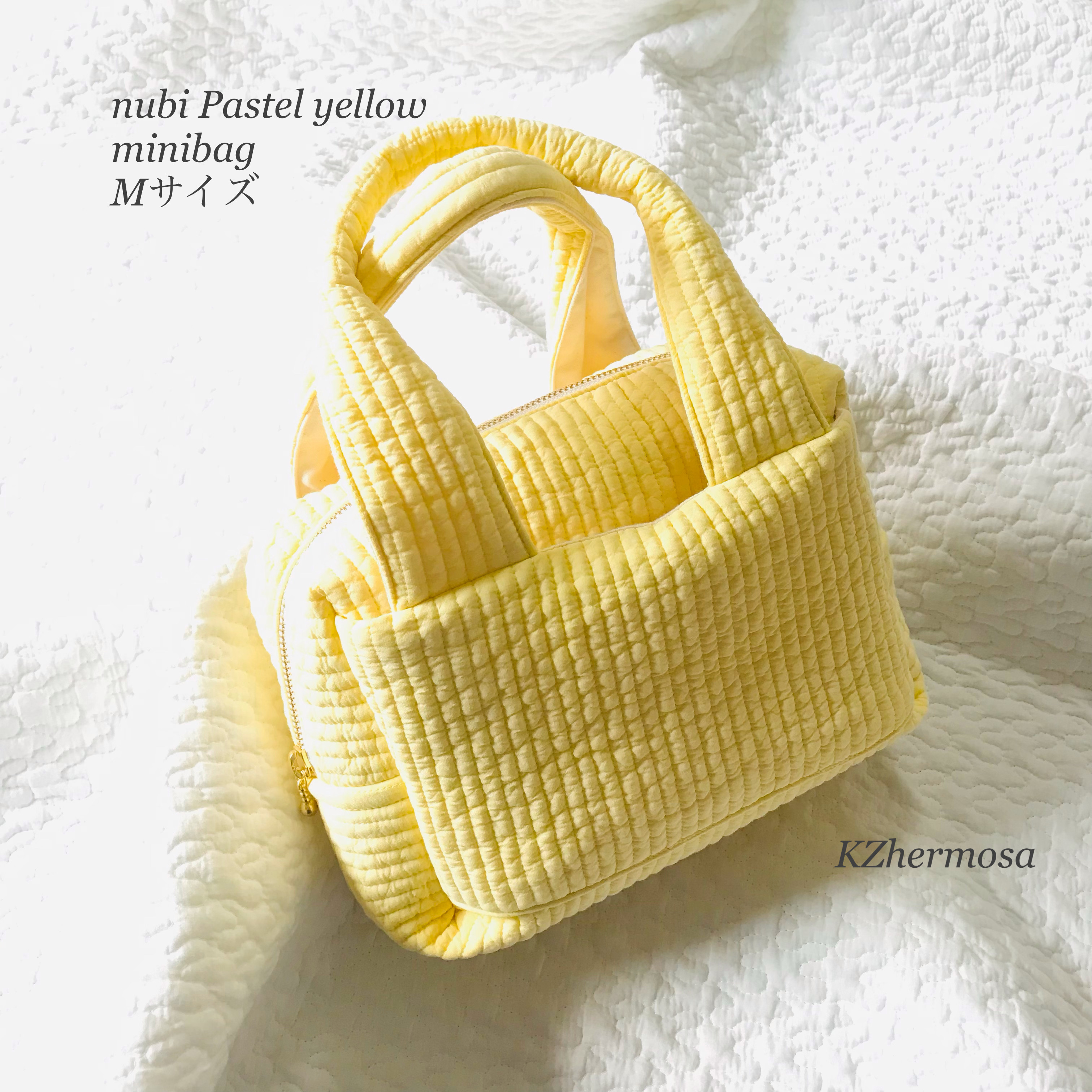 Mサイズ nubi Pastel yellow minibag 持ち手太めver. ヌビバッグ