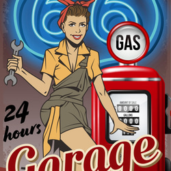 【Lサイズ】ルート66 ガレージ ガソリンスタンド リペア カーショップ 車 置物 看板 アメリカン雑貨 ライトBOX 6枚目の画像