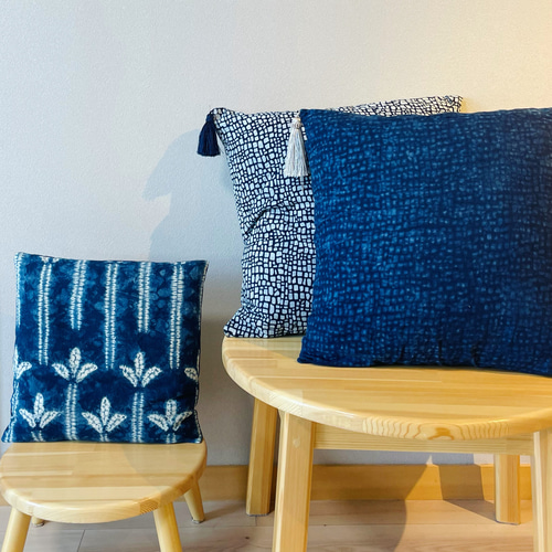 常吉さま専用　藍染古布四角繋ぎの座布団カバー 常吉さま専用 藍染古布四角繋ぎの座布団カバー 常吉さま専用 藍染古布