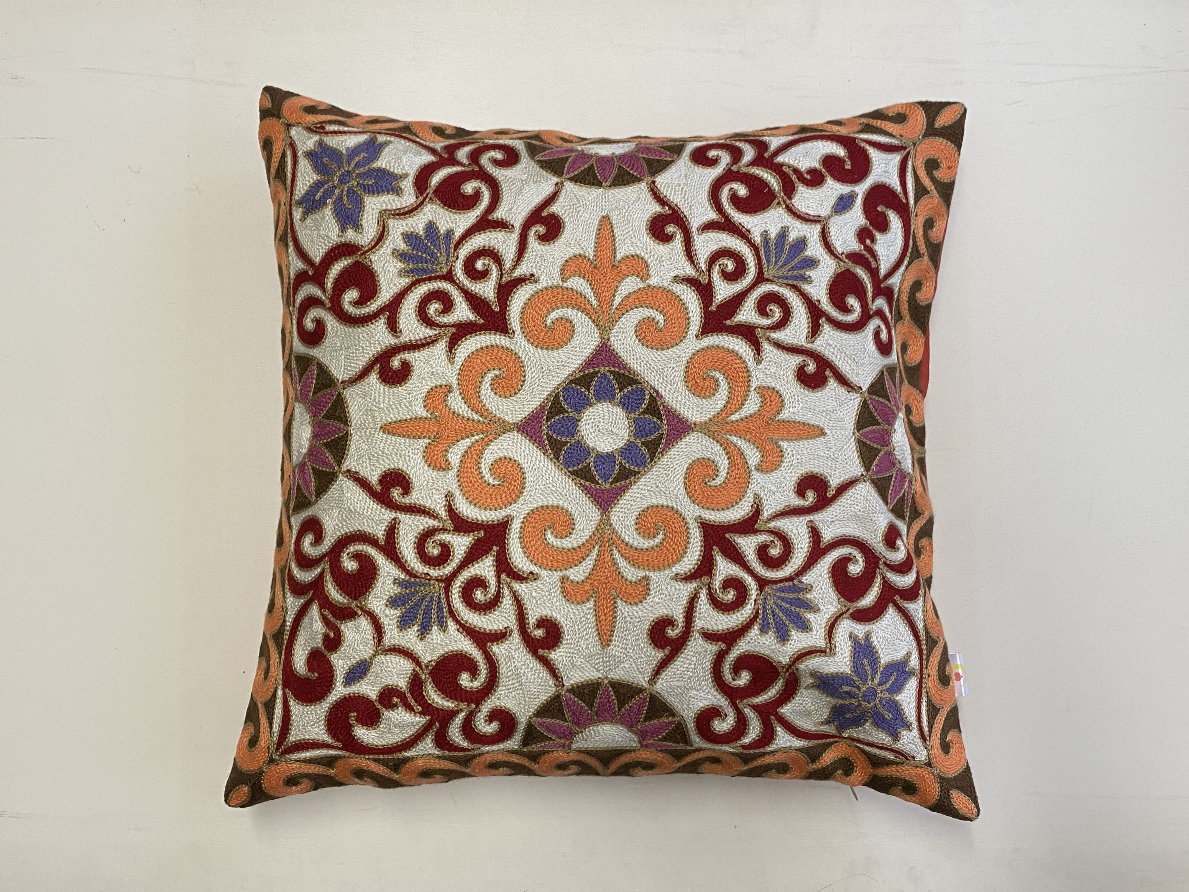 60s 総刺繍　クッションカバー　お花刺繍　ヴィンテージ vintage