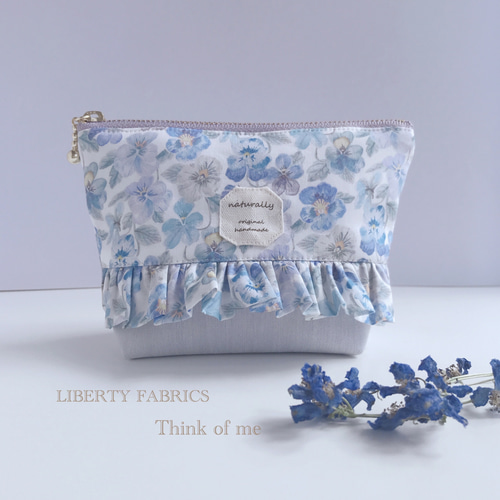 リバティ フリル ポーチ ハンドメイド（【ハンドメイド】フリル