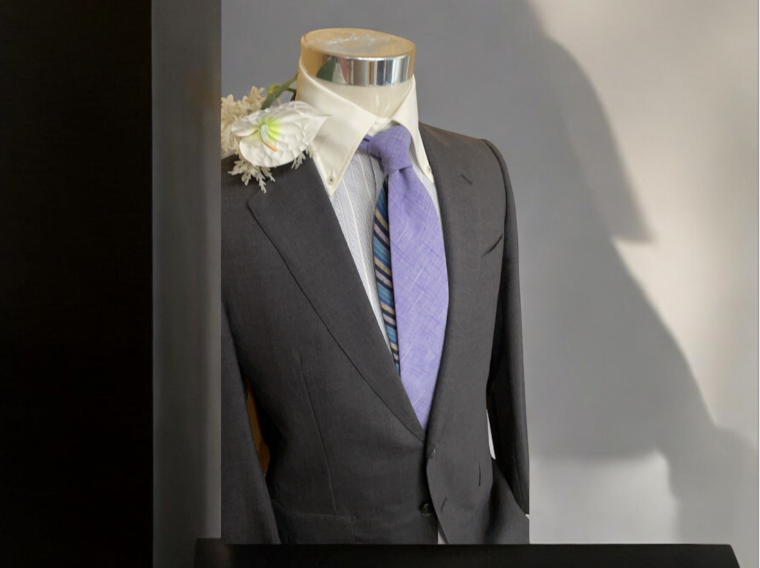 浜松遠州織千織ネクタイ　藤×月夜