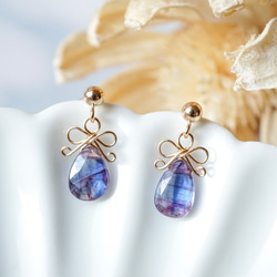 青の洞窟」モスカイヤナイト ピアス イヤリング くすみブルー 珍しい