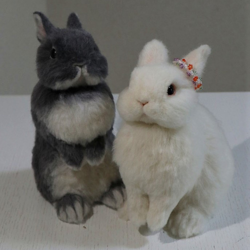ネザーランドドワーフ（うさぎ）うたっち グレー 植毛 羊毛フェルト