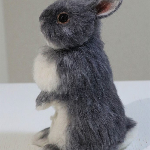 ネザーランドドワーフ（うさぎ）うたっち グレー 植毛 羊毛フェルト