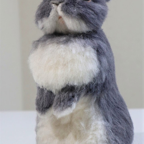 ネザーランドドワーフ（うさぎ）うたっち グレー 植毛 羊毛フェルト