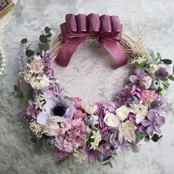 Rustic purple＞＊ハーフリース＊三日月リース＊フラワーリース＊夏
