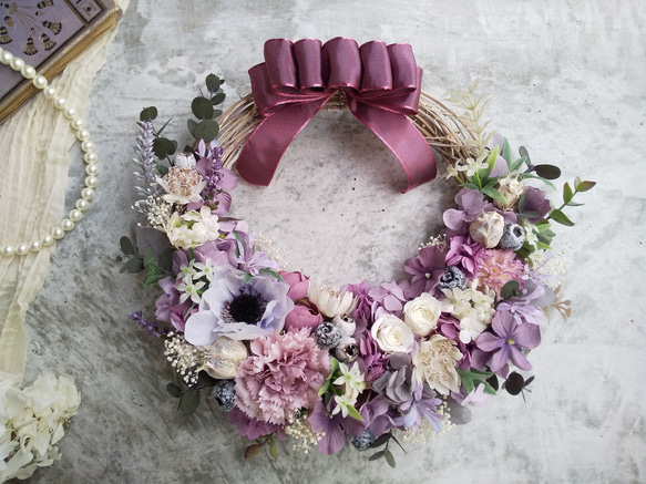 プリザーブドフラワー ハーフリース♡パープルベリーペッパーの