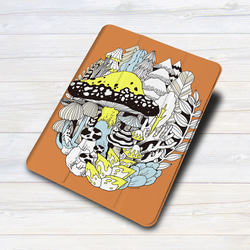 iPadケース ★うさぎとキノコの森オレンジ　手帳型ケース ※2タイプから選べます 2枚目の画像