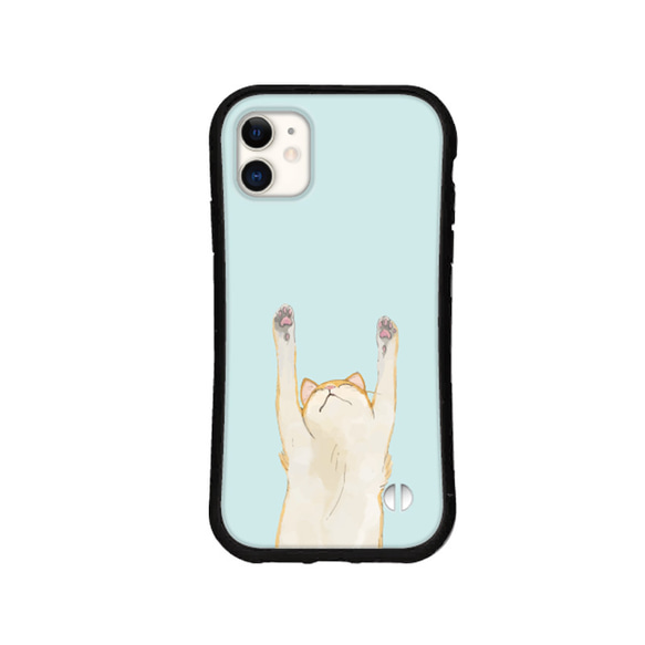 へそ天 猫 名入れ スマホケース iPhone15 14 13 pro mini iface型 スマホカバー 送料無料 8枚目の画像