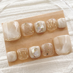 【フットネイル】ふわふわニュアンス フットネイルチップ foot nail キラキラニュアンスfoot 可愛いおしゃれなデザイン