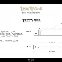 アイアン　ツイストハンドル　(アンティーク黒錆び加工)　取手　取っ手　引手　引き出し　ドア　ノブ　アンティーク　DIY 7枚目の画像