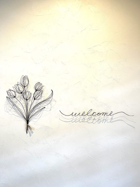 【受注制作】2重線　welcome ワイヤーアート　ウェルカム 4枚目の画像