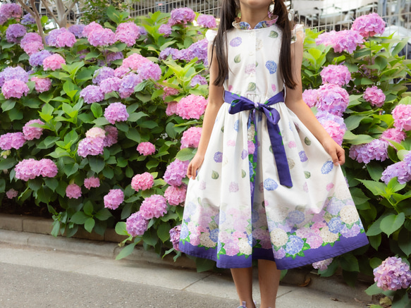 紫陽花フリルワンピース 子供服 Areu 通販 16097551｜Creema(クリーマ)