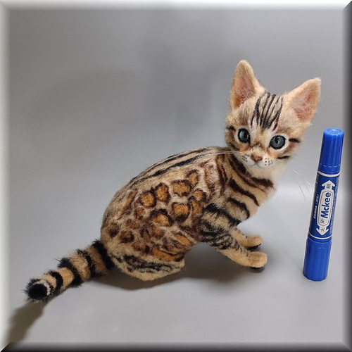 羊毛フェルト　猫(ベンガル) 羊毛フェルト 猫 ベンガル ねこ ネコ 猫フィギュア 羊毛フェルト