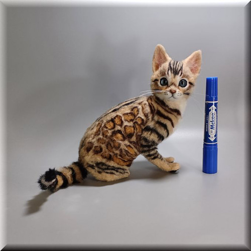 羊毛フェルト　猫(ベンガル) 羊毛フェルト 猫 ベンガル猫 ねこ ネコ 猫フィギュア 羊毛フェルト