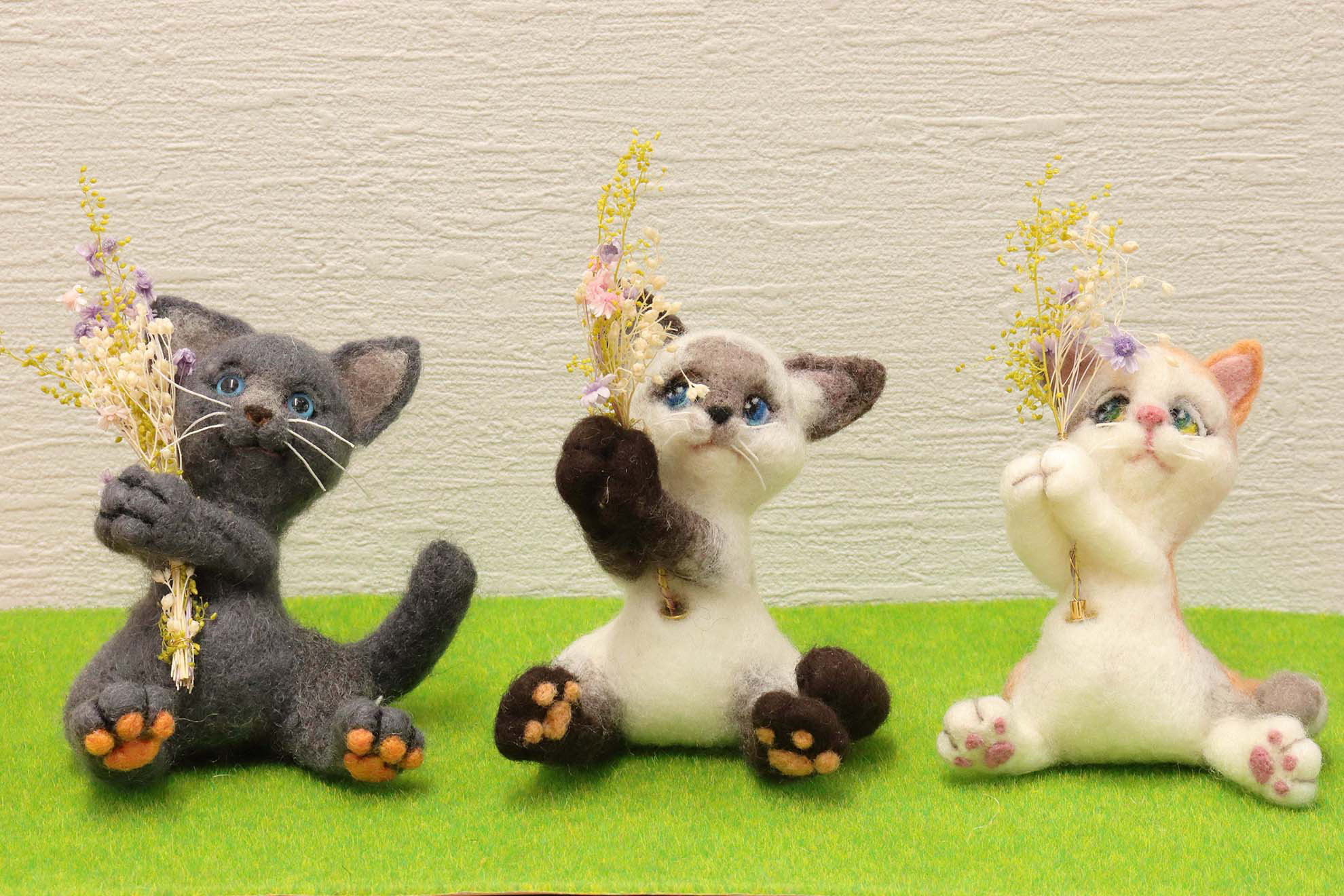 羊毛フェルト猫 約20cm hanasima