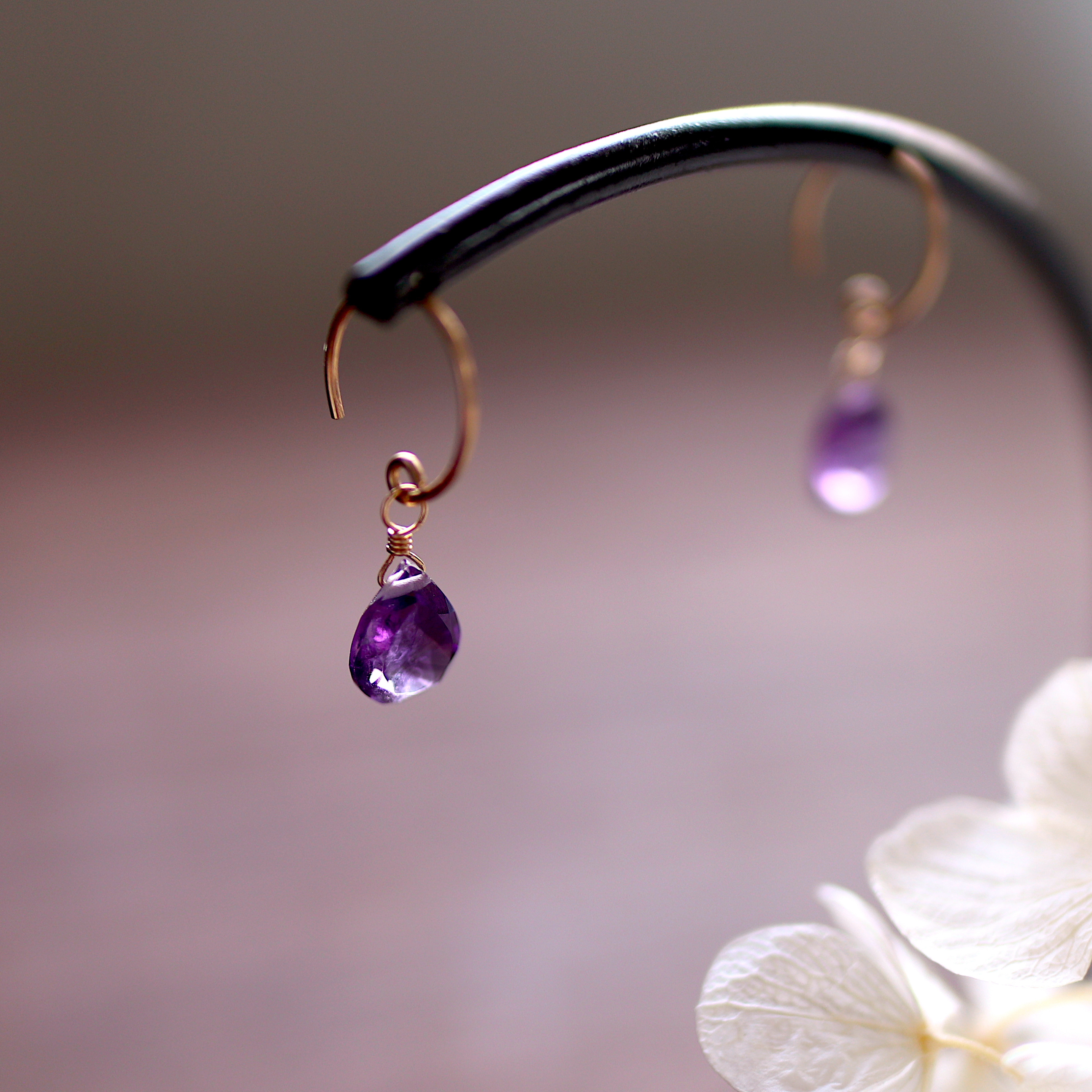 【ピアス・イヤリング】心を癒す大人の雫＊アメジスト＊14KGF・silver925＊