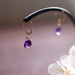 ピアス・イヤリング】心を癒す大人の雫＊アメジスト＊14KGF・silver925