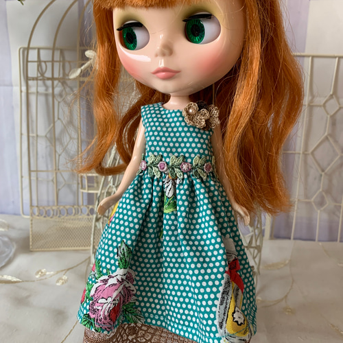 ブライスアウトフィット グリーンブルーワンピース その他人形 瑞恋  