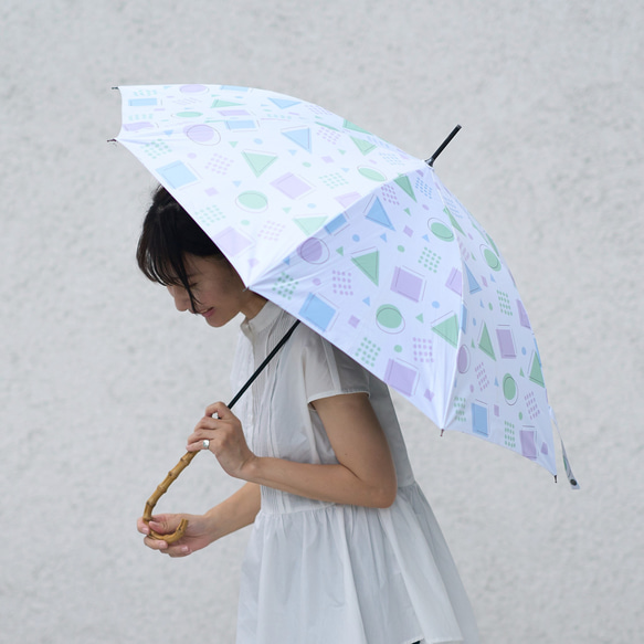 ﾓﾘﾉｶﾞｯｺｳ 晴雨兼用 長傘  日傘 雨傘 (レトロな幾何学模様) UVカット 14枚目の画像
