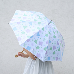 ﾓﾘﾉｶﾞｯｺｳ 晴雨兼用 長傘  日傘 雨傘 (レトロな幾何学模様) UVカット 8枚目の画像