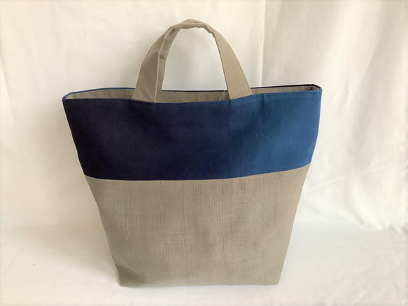 麻藍染トートバッグ 古布リメイク トートバッグ パッチワーク 刺し子