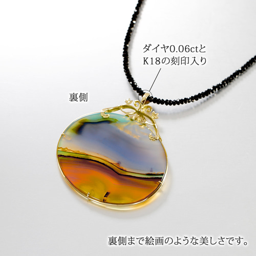 アゲート ペンダントトップ K18 安し 