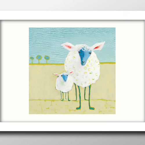 【SALE】土村芳さん掲載ページ（約A3サイズ） 13663 ポスター 絵画 A3サイズ『羊の親子 シープ』アート イラスト
