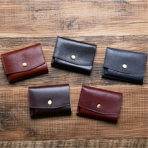 small wallet 【シボ革/ブラック】 三つ折り財布 chi.wata 通販