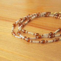 アンバー ブラウン チェコ ガラス ビーズ ネックレス 茶色 ブラウン