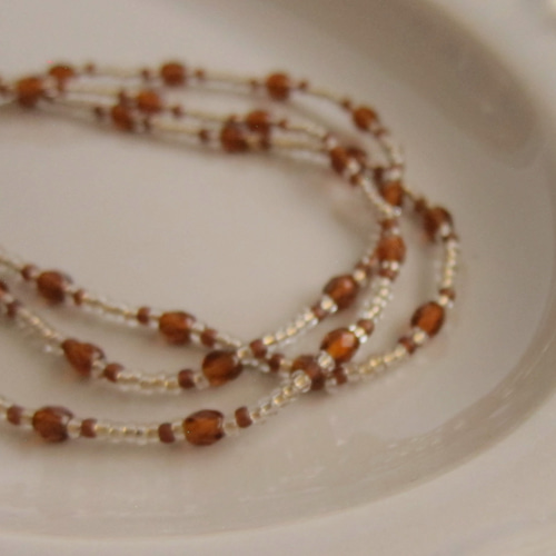 SCAPA ハンドメイド　ベルギー製　ビーズネックレス　ブラウン アンバー ブラウン チェコ ガラス ビーズ ネックレス 茶色 ブラウン