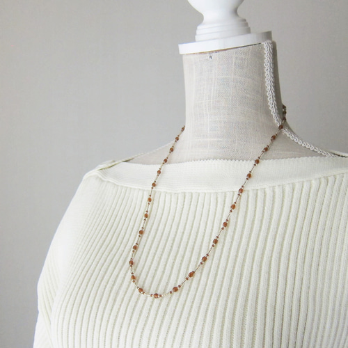 SCAPA ハンドメイド　ベルギー製　ビーズネックレス　ブラウン パールの編み込み ネックレス ブラウン 茶 | iichi 日々の暮らしを