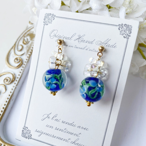 日本の夏・ガラスビーズピアス2 ピアス（スタッド・一粒） 花なななの