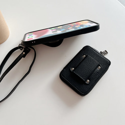 iphone14 13 12 11ケース ファスナー カードケース 着脱可能 バンド付 スマホショルダー ストラップ 6枚目の画像