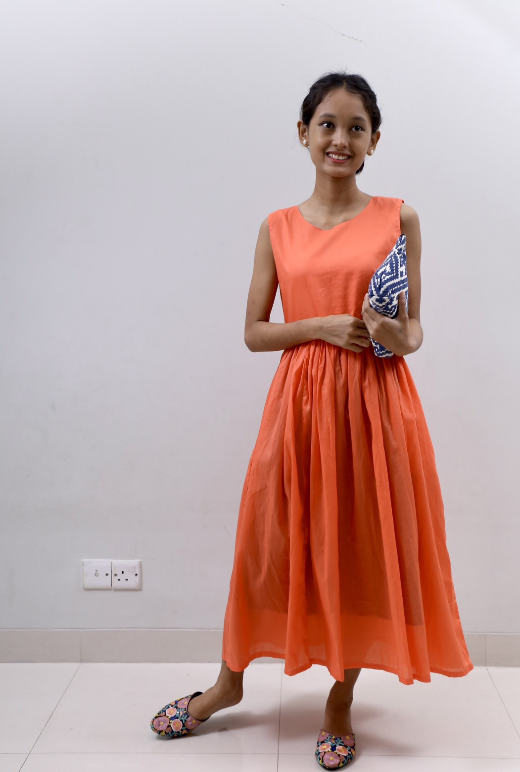 インド綿ジッパーワンピース