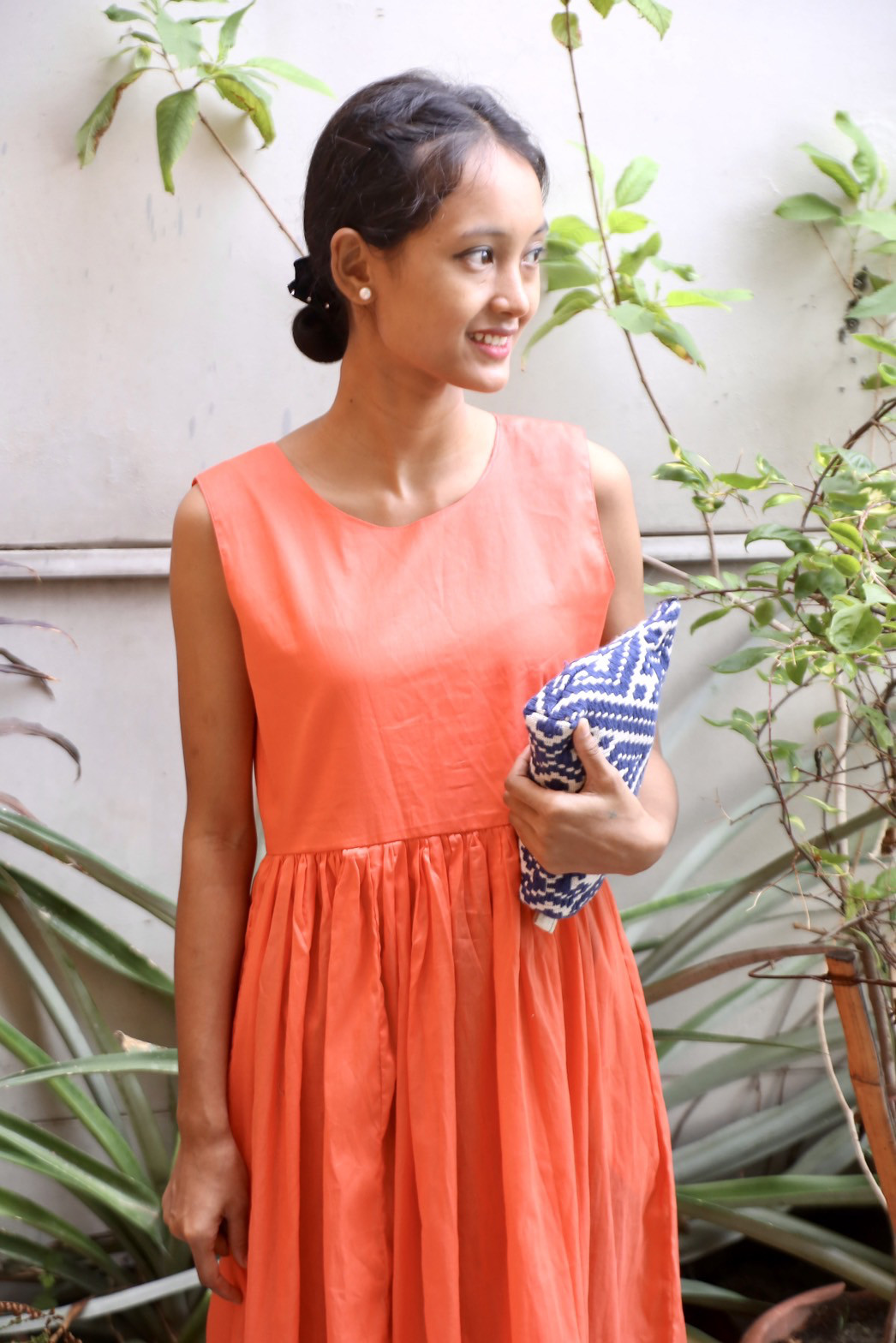 インド綿ジッパーワンピース