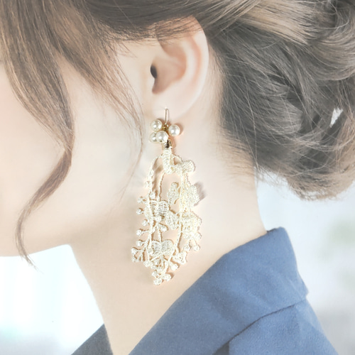 タッセルレースピアス/イヤリング ピアス（フック・チェーン