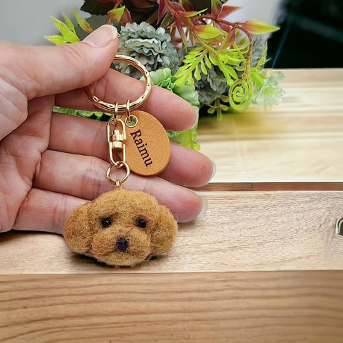 オーダー羊毛フェルトキーホルダー❗ヌメ革.ハンドメイド