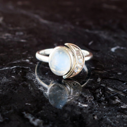 ムーンストーン キャッツアイ 三日月 リング moonstone cat's-eye ring 1枚目の画像