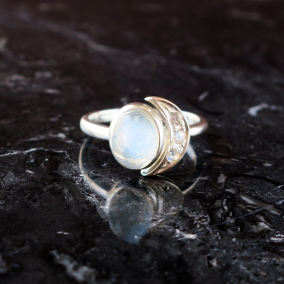 ムーンストーン キャッツアイ 三日月 リング moonstone cat's-eye ring ...