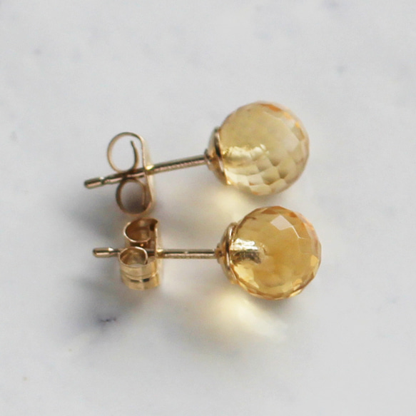 ✨十一月生日石✨ 黃水晶耳環 (K14GF) 第1張的照片